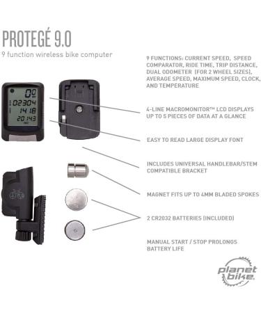 Planet Bike Protg 9.0 Bike Computer - Accurate Cycling Metrics and Navigation - Buy Online on SooperMarket.com
