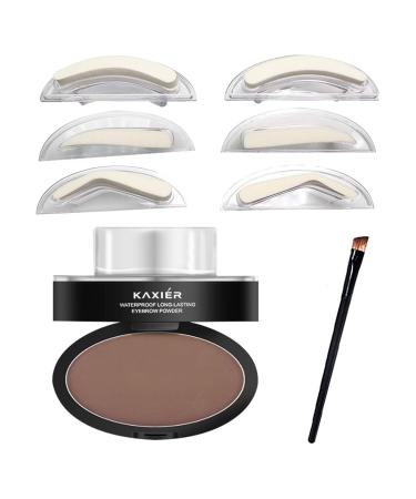 Waterproof Eyebrow Stamp Powder Seal Perfect Nature Eye Brow Powder Tinting Coloring Kit Delicate Shape (Dark brown Light Brown Gray) (201#-Standard FBA)