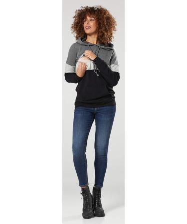 HAPPY MAMA Women's Nursing Hoodie Breastfeeding Maternity 503p 8 Graphite/Light Grey/Black - Buy Online on SooperMarket.com