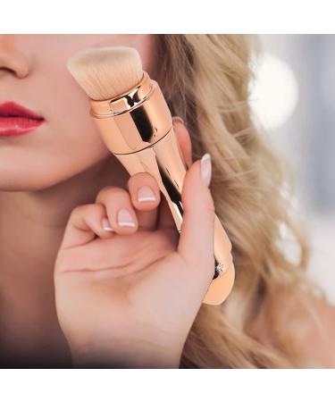 4 in 1 Multipurpose Makeup Brush Skin Friendly Cosmetic Brush with Soft Bristles and Elastic Sponge Head Portable Eyeshadow Lip Powder Foundation Brush for Travel Home