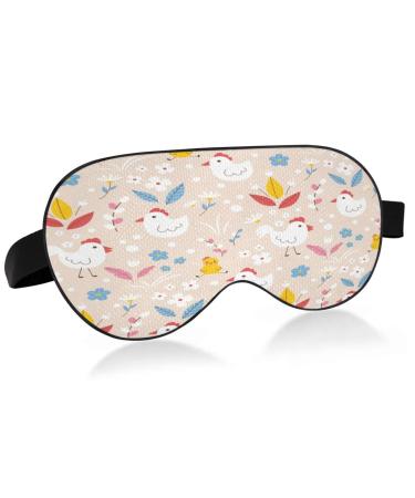 WELLDAY Sleep Mask Farm Cute Roosters Night Eye Shade Cover Soft Comfort Blindfold Blockout Light Adjustable Strap for Men Women