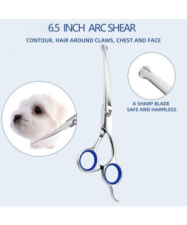 6.7 Inch Stainless Steel Dog Grooming Scissor Kit with Safety Round Tips - Pet Grooming Shears Set with Thinning & Curved Scissors for Hair Fur Care - Buy Online on SooperMarket.com