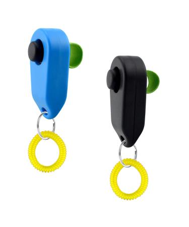Dog Training Clickers Finger Loop 2 PCS Reinforces Positive Behaviour Train Clicker Aid Tool Professional Effective Trainer Tools Comfortable Grip Suitable for Dogs Puppies Cats Pets Black and Blue