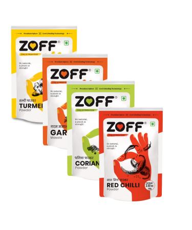 Zoff Starter Spice kit | A starter of Culinary Bliss | 4 Basic Kitchen Spices | Chilli Corainder Turmeric Powder & Garam Masala to start your journey of becoming home Chef