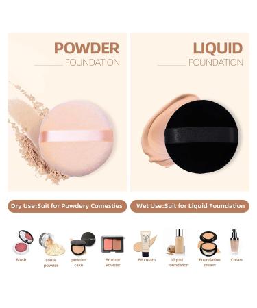 10 Pieces Pure Cotton Powder Puffs | Small 2.36 Inch Makeup Tool for Face & Body | Ideal for Loose & Setting Powder - Black & Beige - Buy Online on SooperMarket.com
