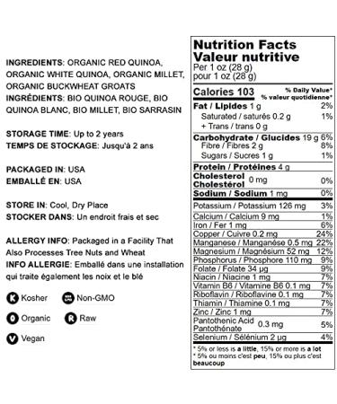 Organic Super Grains Blend 12oz - Millet, Buckwheat, Quinoa Mix | Non-GMO, Vegan Superfood - Bulk 0.75lbs - Buy Online on SooperMarket.com