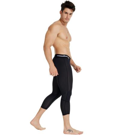 Coolomg Compression Pants for Men Youth & Children | 3/4 Fitness Trousers | Fast Drying Functional Running Wear | Sizes XXXS to XXL | Black - Buy Online on SooperMarket.com