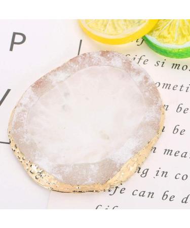 Polish Mix Palette Resin Nail Art Palette Paint Drawing Color Dish Golden Edge Resin Stone Paint Drawing Color Dish Manicure Nail DIY Tool(White) - Buy Online on SooperMarket.com