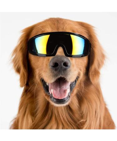 Dog Sunglasses Pet Fashion Goggles Wide View Dog Plastic Glasses for Wind Dust Snow Protection Adjustable Elastic Straps Pet Glassesfor Medium and Large Dogs(Black) - Buy Online on SooperMarket.com