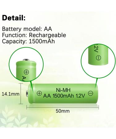 Rechargeable AA Batteries 1500mAh - High Capacity NIMH 1.2V - 8 Pack Pre-Charged for Solar Lights & Household Devices - Buy Online on SooperMarket.com