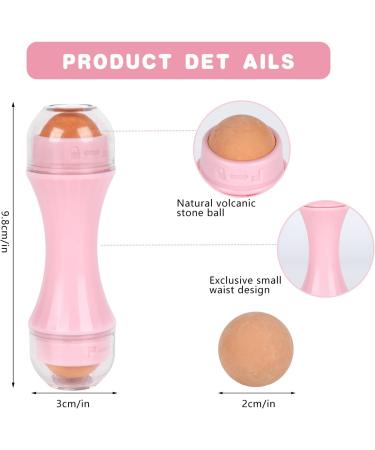Oil-Absorbing Volcanic Face Roller - 4 Interchangeable Balls | Natural Volcanic Stone | Pink Face Scooter for Oily Skin - Buy Online on SooperMarket.com