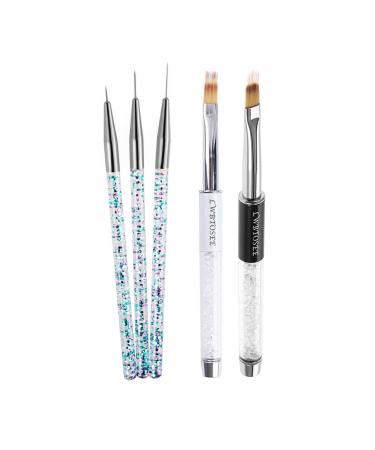 LWBTOSEE 2pc Nail Ombre Brush Nail Art Painting Pen Brush UV Gel Polish Gradient Color Rhinestone Crystal Acrylic Nail Drawing Pen