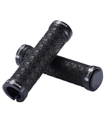 corki Mountain Bike Grips,Double Lock on Locking Bicycle Handlebar Grips for MTB,Downhill Black