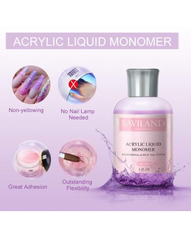 Saviland 5 oz Professional Acrylic Nail Liquid - Fast Dry & Non-Yellowing Polymer for High Capacity Acrylic Nail System - Buy Online on SooperMarket.com