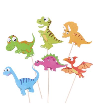 60 Pieces Dinosaur Cupcake Toppers Picks for Kids Birthday Party and Baby Shower Cake Decoration