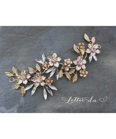 Edary Bride Wedding Hair Vines Gold Flower Bridal Headband Crystal Headpieces Leaf Bridesmaid Hair Accessories for Women and Girls - Buy Online on SooperMarket.com