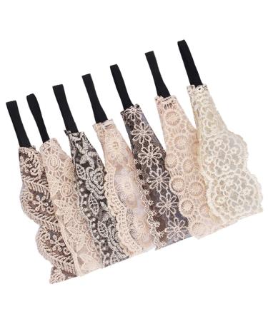 KALLORY 7pcs Lace Headbands Set - Elegant Wide Stretch Headwraps for Women and Girls - Hair Turban Accessories for Kids - Buy Online on SooperMarket.com