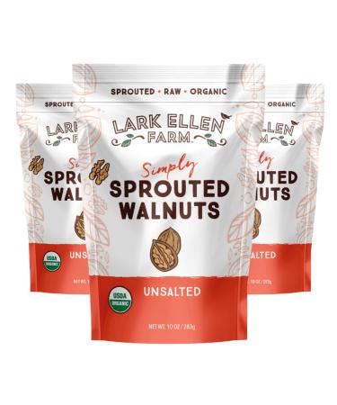 Lark Ellen Farm Organic Walnuts Raw Unsalted Sprouted Walnuts, Certified USDA Organic, Gluten-Free, Vegan, Premium Whole Walnuts (10 Oz, 3 Pack)