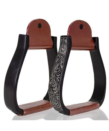 Tahoe Tack Black Engraved Adult Western Show Stirrups
