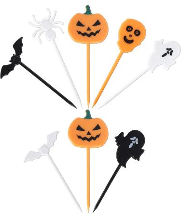 Rsstarxi 50 Pack Plastic Halloween Food Toothpicks Halloween Cupcake Toppers Pumpkin Ghost Spider Bat Cupcake Food Picks for Fruit Appetizer halloween Birthday Party Cake Decorations Design 16 - Buy Online on SooperMarket.com