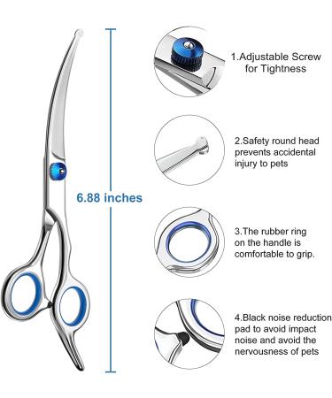 3 Pack Dog Grooming Scissors Set with Safety Round Tip - Stainless Steel Up-Curved Shears for Dogs and Cats with Grooming Comb - Blue - Buy Online on SooperMarket.com