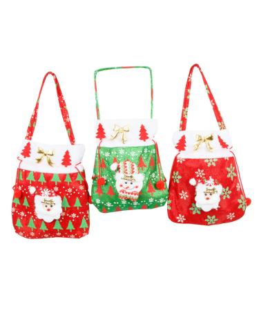 PLAFOPE Santa Present 3pcs Christmas Candy Bag Candy Bags Packaging Ornament Bag Candy Wrapping Bag Backpack Decorate