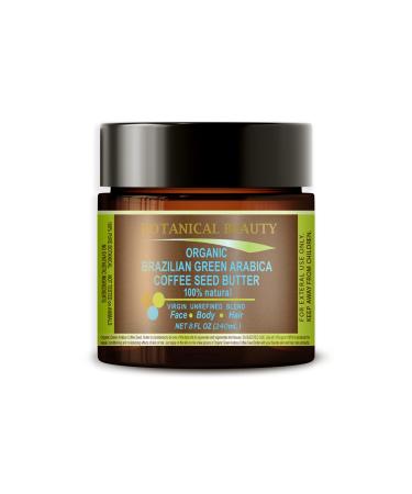 ORGANIC BRAZILIAN GREEN ARABICA COFFEE SEED BUTTER 100 % Natural / 100% PURE BOTANICALS. VIRGIN/ UNREFINED BLEND. 8 Fl.oz.- 240 ml. For Skin Hair and Nail Care. "One of the best butters to reduce wrinkles puffiness dark circles. Anti-cellulite body care."