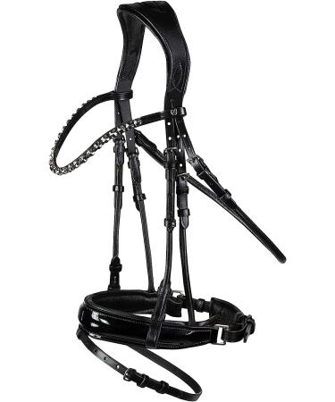 HORZE Clermont Genuine Leather Snaffle Bridle | Ergonomic Design with Flash Noseband | Black Warmblood Size - Buy Online on SooperMarket.com