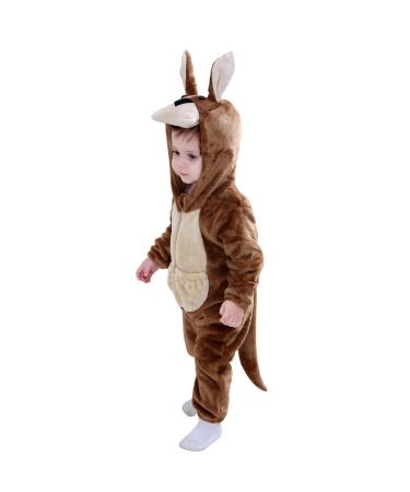 Doladola Unisex Baby Hooded Cartoon Animal Romper Toddler's Jumpsuit Baby's Outfit Infant's Pajama 12-18 Months Kangaroo