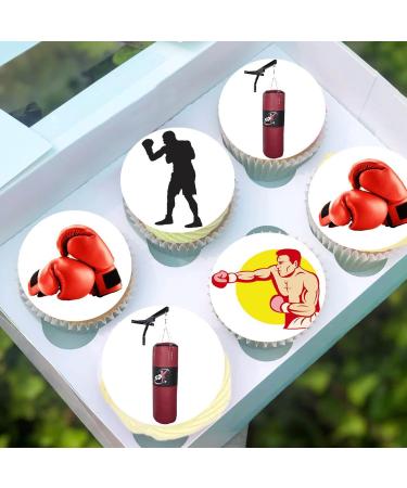 24 x Pre-Cut Boxing 4 Edible Stand up Wafer Paper Cupcake Toppers Cake Decorations Birthday Party Sport Martial Art - Buy Online on SooperMarket.com