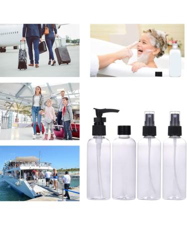 Buy Lufevrm Travel Bottle Set - 4 Leakproof Refillable Spray & Pump Bottles - 80ml for Shampoo & Perfume with Transparent Carrier Pocket - International Shipping Available - Buy Online on SooperMarket.com