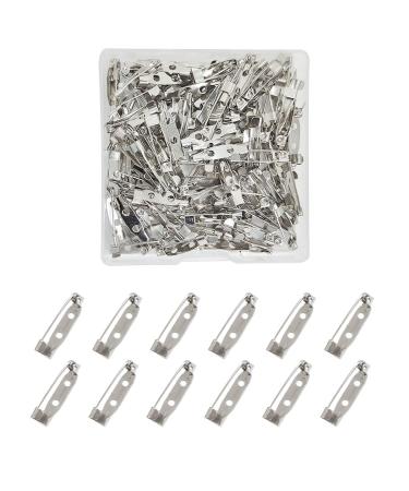 100 Pcs Locking Pins Backs Safety Clasp Brooch Silver Brooch Clasp Pin  Backs Safety Clasp Brooch Brooch Pin Backs Bar Pin for Name Tags Jewelry Making and DIY Crafts (20MM)
