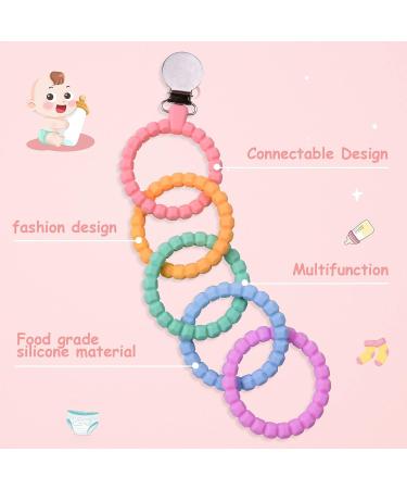 Vicloon Baby Teething Toy Set | Food Grade Silicone Teether Chew Toy for Babies 0-24 Months | Attachable Baby Teether Links in Pink Purple - Buy Online on SooperMarket.com