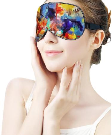 LynaRei Running Horse Sleep Mask Art Animal Painting Blindfold for Sleeping Elastic Blackout Eye Mask Cover for Full Night's Sleep Travel and Nap Style-1 - Buy Online on SooperMarket.com