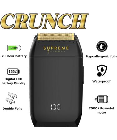 Supreme Trimmer Crunch Mens Foil Shaver STF602 | 150 Min Run Time | Waterproof Electric Razor for Short Hair & Stubble - Perfect for Barbers | Black - Buy Online on SooperMarket.com