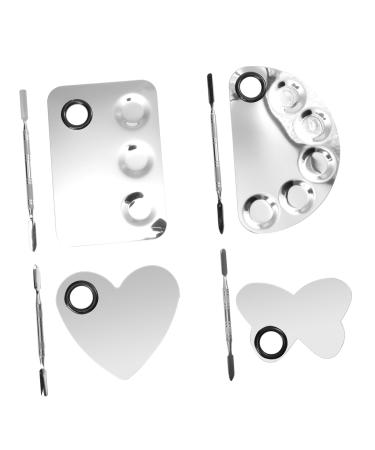 NOLITOY 4 Sets Palette Set Makeup Palettes Spatulas Nail Manicure Kit Makeup Mixing Tray Gel Nail Kit Makeup Pallet Make up Kit Mixing Pallet Tool Stainless Steel With Hole Tool Kit