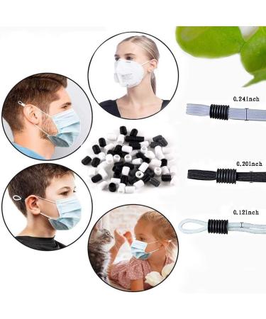 Black Adjustable Silicone Cord Locks - 100PCS | For Fixed and Removable Masks | Anti-Slip Rope Locks | Elastic Buckle Accessories - Buy Online on SooperMarket.com