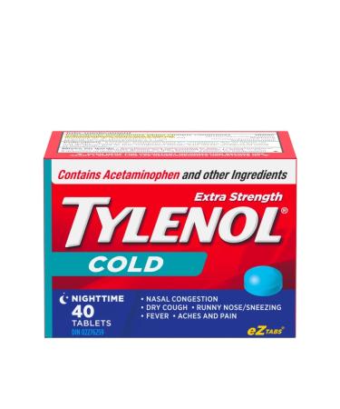 TYLENOL Extra Strength Cold eZ Tabs Relieves Cold symptoms Nighttime 40ct