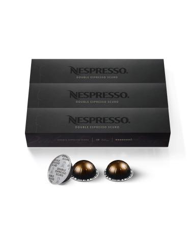 Nespresso Capsules VertuoLine, Double Espresso Scuro, Dark Roast Espresso Coffee, 10 Count (Pack of 3) Coffee Pods, Brews 2.7 Ounce (VERTUOLINE ONLY)