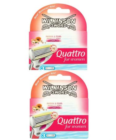 2 x Wilkinson Sword Quattro for women razor blades - 2 packs of 3 blades