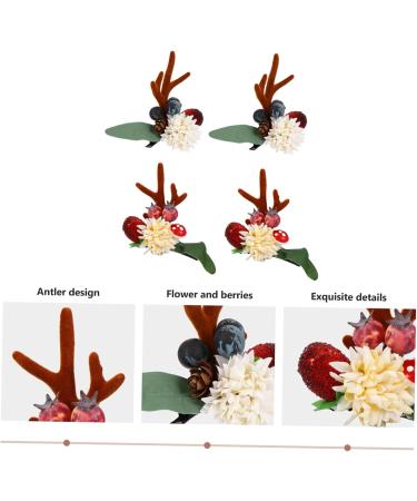 ABOOFAN 4 Pairs Reindeer Antler Hair Clip Christmas Characters Hairpin Reindeer Hairpin Reindeer Antlers Hair Clips Barrettes for Women Christmas Hair Decorations Accessories Fairy Child - Buy Online on SooperMarket.com