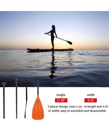 LBW SUP Paddle 3 Piece Stand Up Paddleboard Paddles - Adjustable Double Holes Lock, Sturdy & Ergonomic Design for Surfing Beginners - Orange - Buy Online on SooperMarket.com