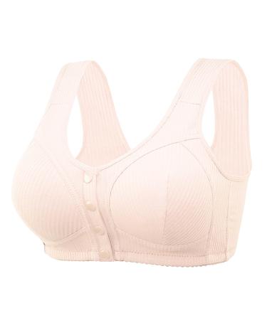 IQYU for sleeping women sexy lace front button shaping cup adjustable shoulder strap large size Iron-bra tank top with bustier integrated beige s