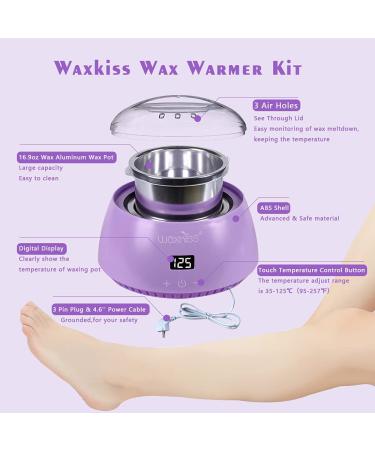 Digital Portable Electric Wax Warmer 16.9oz for Hair Removal - Violet with See-Through Cover - Buy Online on SooperMarket.com