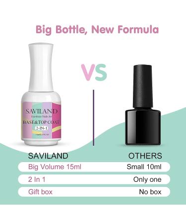 SAVILAND Dipping Powder Liquid Set - 2 in 1 Base & Top Coat with Activator 15ml - Fast Dry Dip Nail Kit | No Lamp Needed - Buy Online on SooperMarket.com