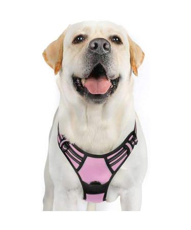 rabbitgoo dog harness medium -sized dogs anti train crockery dog with control no pull adjustable dog harness large dogs breathable reflex stripes breast harness dog safe guidance pink xl (1 Pack) pink