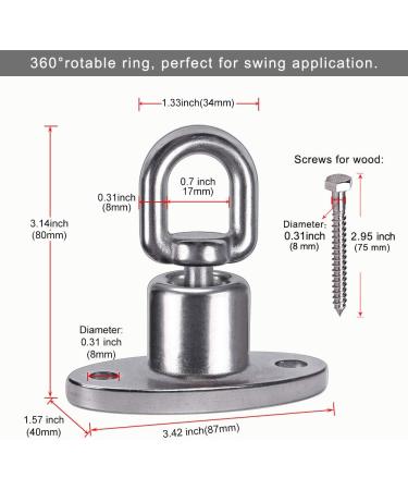 SELEWARE Silent Ball Bearing Swing Hangers - Heavy Duty 360 Rotate Swivel Hook for Playground, Yoga Hammock, Punching Bag - 1200lb Capacity - Buy Online on SooperMarket.com