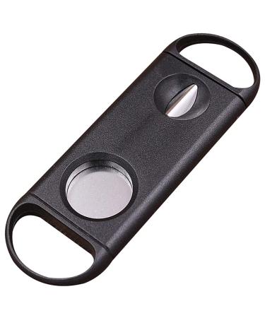 amropi Cigar Cutter Guillotine V Cut 2 in 1 Black Plastic Cigar Clippers in Gift Pouch 1 Pack (Black x 1)