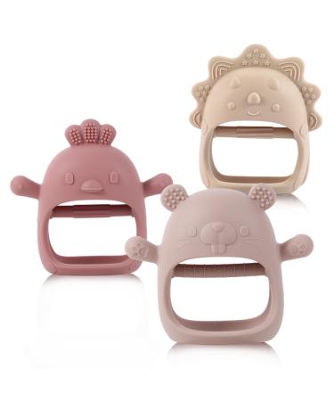 Baby's conductive toy for 3+ months baby crouches toys for suction needs easy-to-exciting shapes with soft texture for sensory explorations and itch relief during the child's play Dark Pink*rose pink*Beige