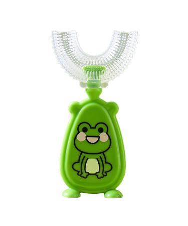 Liquid Silicone Soft Bristle Brush Head Standing Infant Toothbrush Convenient Baby Toothbrush Safe Use Silicone 360 Degree U-shaped Baby Tooth Brush for Daily Use Green Large
